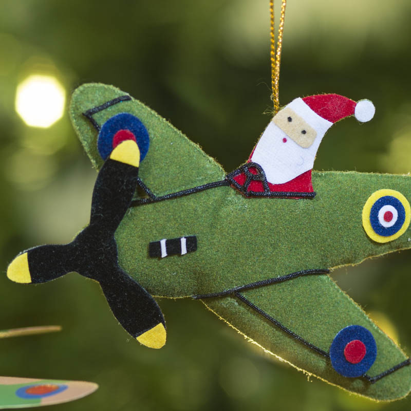 felt wool santa in a spitfire green spitfire red father christmas hanging christmas tree decoration lifestyle